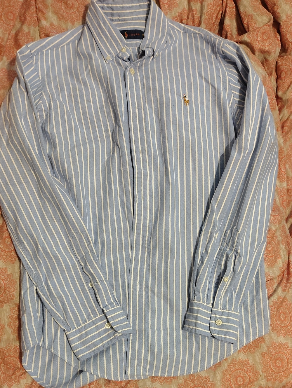 Polo by Ralph Lauren Light Blue and White Striped Button-Down Shirt